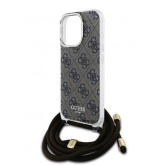 Guess IML 4G Printed Crossbody Popruh Zadní Kryt pro iPhone 16 Pro Brown