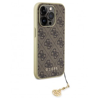 Guess 4G Charm Zadní Kryt pro iPhone 15 Pro Brown