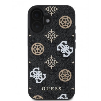 Guess PU 4G Peony MagSafe Zadní Kryt pro iPhone 16 Black