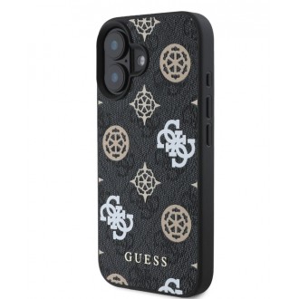 Guess PU 4G Peony MagSafe Zadní Kryt pro iPhone 16 Black