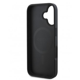 Guess PU 4G Peony MagSafe Zadní Kryt pro iPhone 16 Black