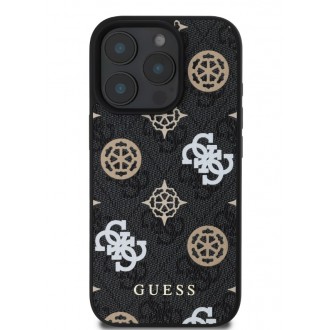 Guess PU 4G Peony MagSafe Zadní Kryt pro iPhone 16 Pro Black