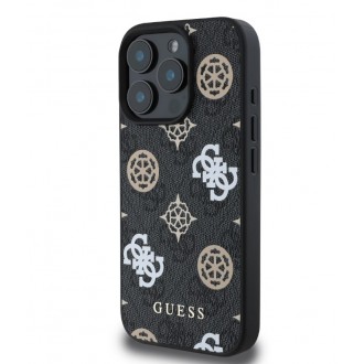 Guess PU 4G Peony MagSafe Zadní Kryt pro iPhone 16 Pro Black
