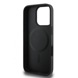 Guess PU 4G Peony MagSafe Zadní Kryt pro iPhone 16 Pro Black