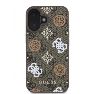 Guess PU 4G Peony MagSafe Zadní Kryt pro iPhone 16 Brown