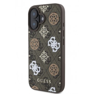 Guess PU 4G Peony MagSafe Zadní Kryt pro iPhone 16 Brown