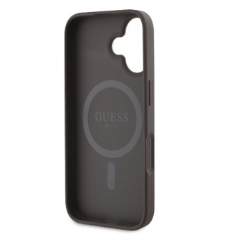 Guess PU 4G Peony MagSafe Zadní Kryt pro iPhone 16 Brown