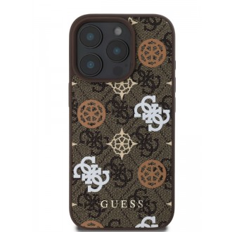 Guess PU 4G Peony MagSafe Zadní Kryt pro iPhone 16 Pro Brown