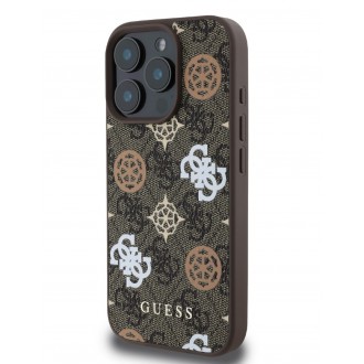 Guess PU 4G Peony MagSafe Zadní Kryt pro iPhone 16 Pro Brown