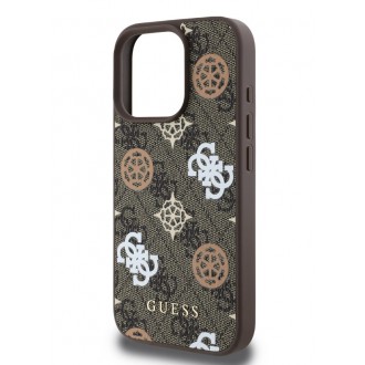 Guess PU 4G Peony MagSafe Zadní Kryt pro iPhone 16 Pro Brown