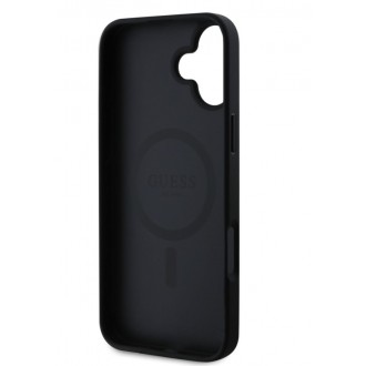 Guess Saffiano Peony Stamp MagSafe Zadní Kryt pro iPhone 16 Black