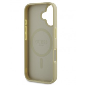 Guess Saffiano Peony Stamp MagSafe Zadní Kryt pro iPhone 16 Gold