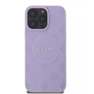 Guess Saffiano Peony Stamp MagSafe Zadní Kryt pro iPhone 16 Pro Purple
