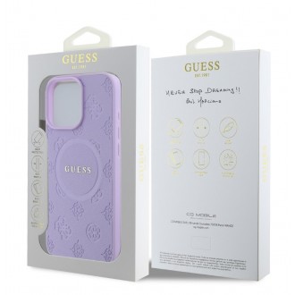 Guess Saffiano Peony Stamp MagSafe Zadní Kryt pro iPhone 16 Pro Purple