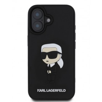 Karl Lagerfeld 3D Rubber Ikonik Zadní Kryt pro iPhone 16 Black