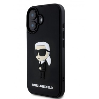 Karl Lagerfeld 3D Rubber Ikonik Zadní Kryt pro iPhone 16 Black