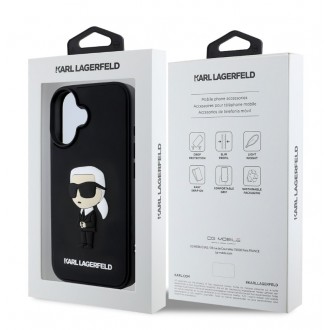 Karl Lagerfeld 3D Rubber Ikonik Zadní Kryt pro iPhone 16 Black