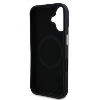 Guess PU Grained Triangle Logo Zadní Kryt pro iPhone 16 Black