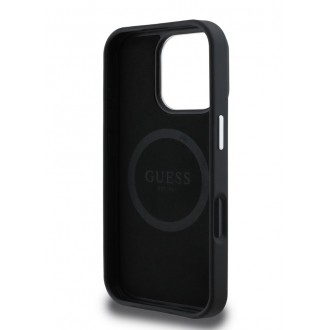 Guess PU Grained Triangle Logo Zadní Kryt pro iPhone 16 Pro Black