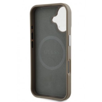 Guess PU Grained Triangle Logo Zadní Kryt pro iPhone 16 Brown