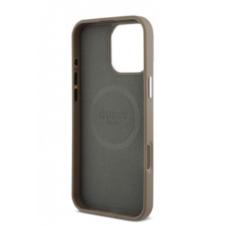 Guess PU Grained Triangle Logo Zadní Kryt pro iPhone 16 Pro Brown