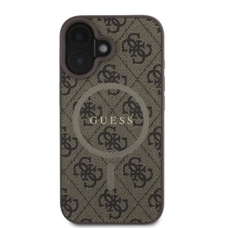 Guess PU Leather 4G Colored Ring MagSafe Zadní Kryt pro iPhone 16 Brown
