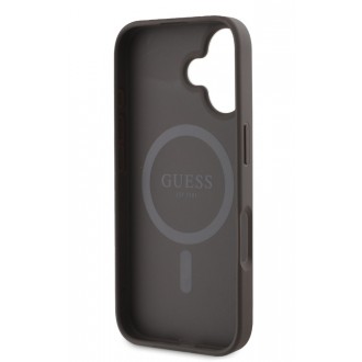 Guess PU Leather 4G Colored Ring MagSafe Zadní Kryt pro iPhone 16 Brown