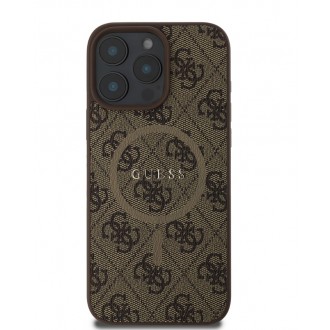 Guess PU Leather 4G Colored Ring MagSafe Zadní Kryt pro iPhone 16 Pro Brown