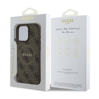 Guess PU Leather 4G Colored Ring MagSafe Zadní Kryt pro iPhone 16 Pro Brown