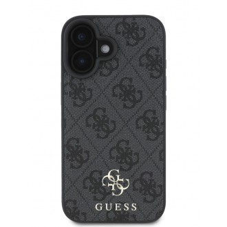 Guess PU 4G Small Metal Logo MagSafe Zadní Kryt pro iPhone 16 Grey