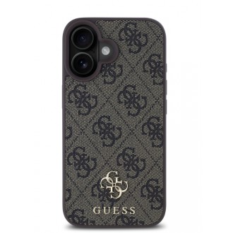 Guess PU 4G Small Metal Logo MagSafe Zadní Kryt pro iPhone 16 Brown