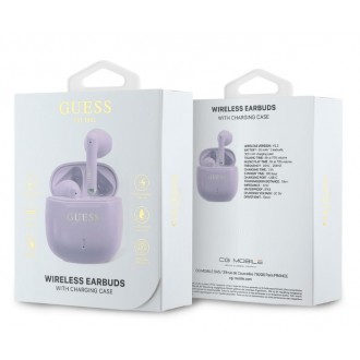 Guess Printed Classic Logo TWS Bezdrátová Sluchátka Purple