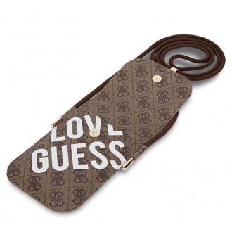 Guess PU 4G Big Love Logo Taška na Telefon Brown