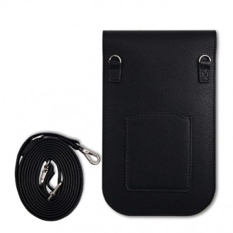 Guess PU Grained Triangle Logo Taška na Telefon Black