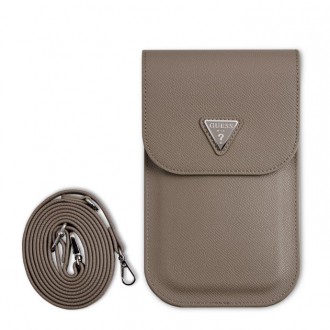 Guess PU Grained Triangle Logo Taška na Telefon Brown