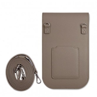 Guess PU Grained Triangle Logo Taška na Telefon Brown