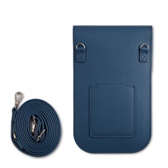 Guess PU Grained Triangle Logo Taška na Telefon Blue