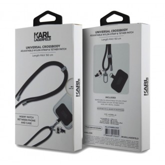 Karl Lagerfeld Universal Crossbody Popruh Cord and Ikonik Pins Black