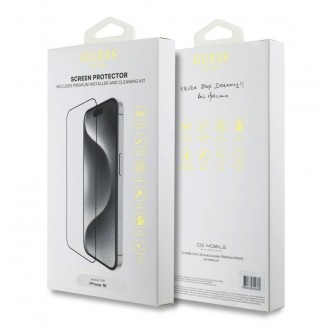 Guess Tvrzené Sklo 2.5D pro iPhone 16 Black