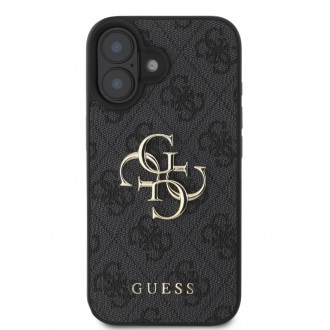 Guess PU 4G Metal Logo Zadní Kryt pro iPhone 16 Plus Grey