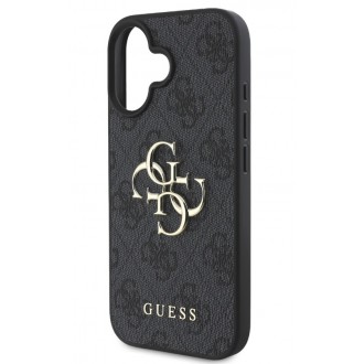 Guess PU 4G Metal Logo Zadní Kryt pro iPhone 16 Plus Grey