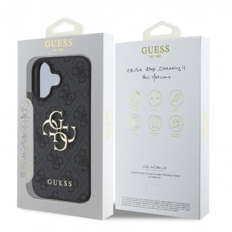 Guess PU 4G Metal Logo Zadní Kryt pro iPhone 16 Plus Grey