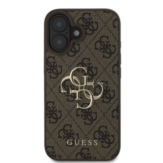 Guess PU 4G Metal Logo Zadní Kryt pro iPhone 16 Plus Brown