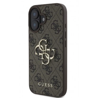 Guess PU 4G Metal Logo Zadní Kryt pro iPhone 16 Plus Brown
