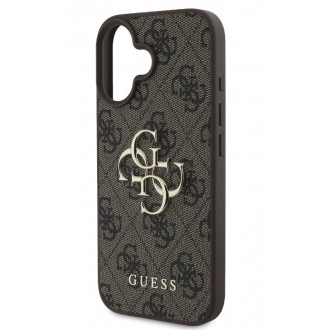 Guess PU 4G Metal Logo Zadní Kryt pro iPhone 16 Plus Brown