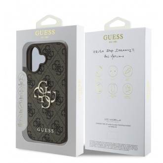 Guess PU 4G Metal Logo Zadní Kryt pro iPhone 16 Plus Brown