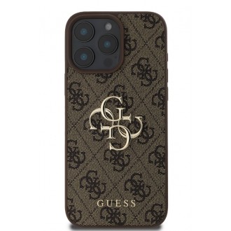 Guess PU 4G Metal Logo Zadní Kryt pro iPhone 16 Pro Max Brown
