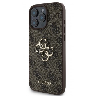 Guess PU 4G Metal Logo Zadní Kryt pro iPhone 16 Pro Max Brown
