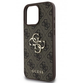 Guess PU 4G Metal Logo Zadní Kryt pro iPhone 16 Pro Max Brown