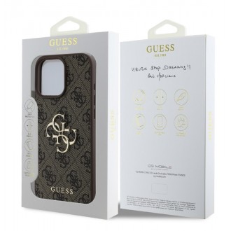 Guess PU 4G Metal Logo Zadní Kryt pro iPhone 16 Pro Max Brown